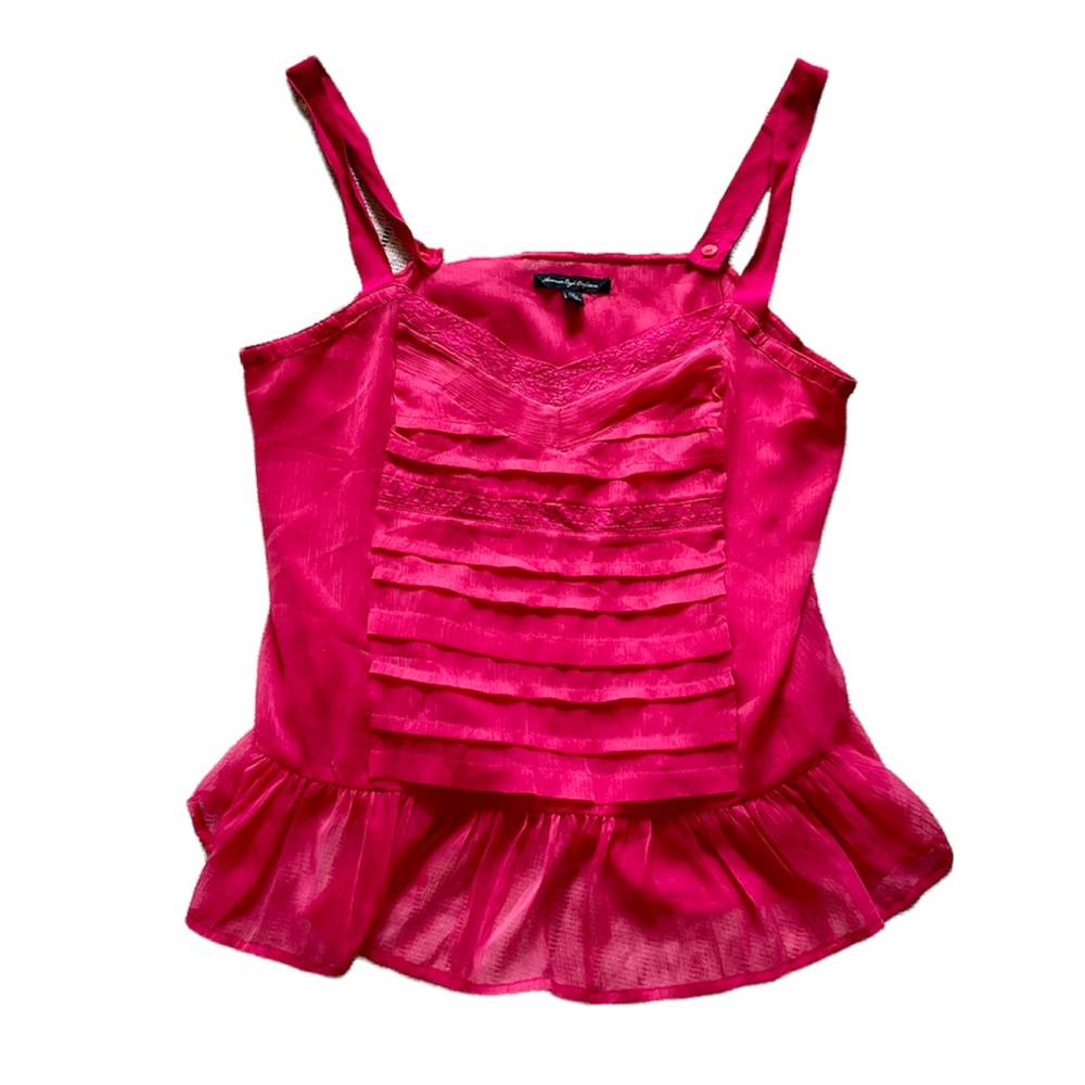 American Eagle hot pink delicate blouse size large